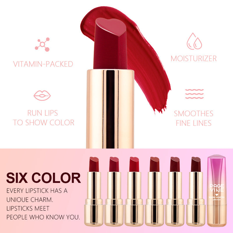 Six-color Heart-shaped Matte Lipstick Easy To Color And Moisten